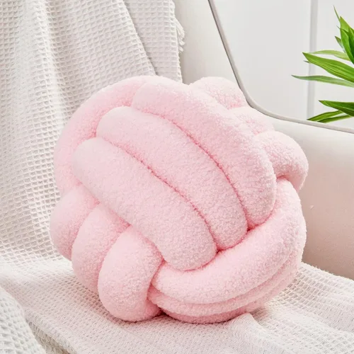 Uvvyui Bola de almohada de nudo, almohadas decorativas suaves para el hogar, almohada redonda, almohada de felpa anudada hecha a mano, cojín redondo
