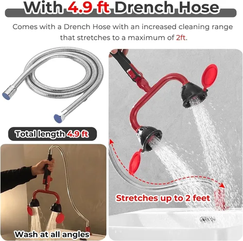 Miniatura 4 de Handheld Eyewash Station Bracket Portable Eye Wash Station, Portable Drench Hose Unit Spray Eye Wash For Lab Industrial, Wall-Mounted Emergency Eye