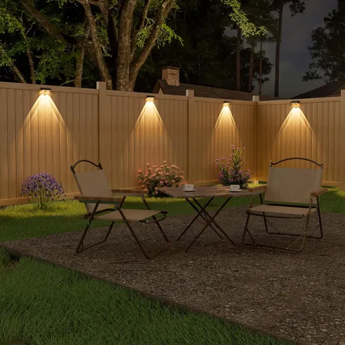 Miniatura 2 de NIORSUN - Luces solares para valla, paquete de 8 luces solares para terraza, color blanco cálido, bombilla impermeable para exteriores LED IP65