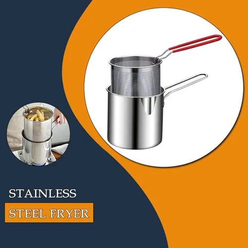 Miniatura 6 de Olla de mano para freír el hogar, olla de acero inoxidable 304, sartén multifuncional para fritos profundos para cocina, papas fritas y pollo
