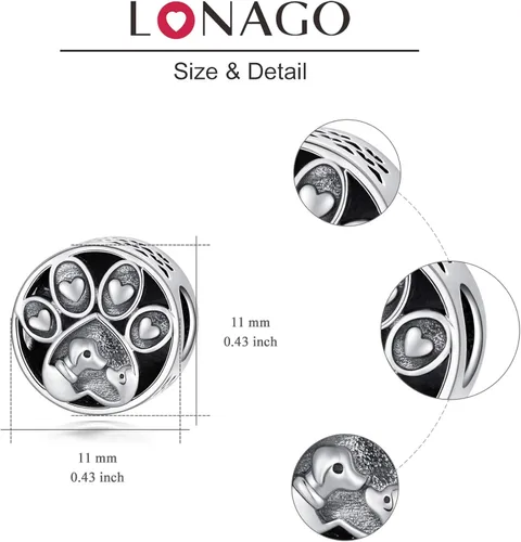 Miniatura 6 de Abalorio personalizado para perro, gato, abeja, unicornio, plata de ley 925, compatible con pulsera Pandora
