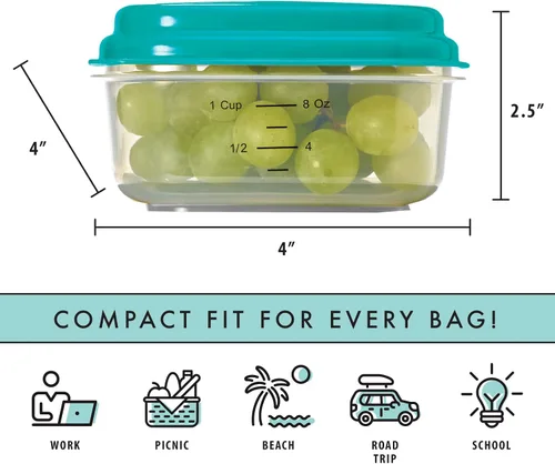 Miniatura 3 de Fit & Fresh Stak Paks - Juego de recipientes de 1 taza para niños, color verde