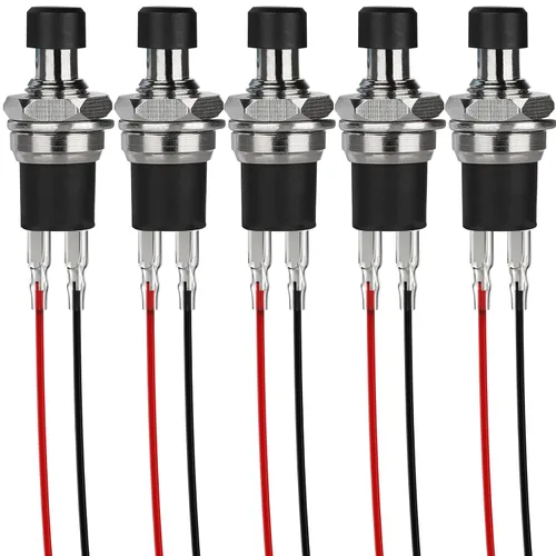 Miniatura 9 de 5 piezas de interruptor de botón de presión de tipo de cierre automático SPST Dash ON/Off azul AC 250V/3A