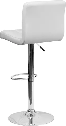 Miniatura 5 de Flash Furniture Alexandra - Juego de 2 taburetes de bar de vinilo acolchado blanco contemporáneo con base cromada