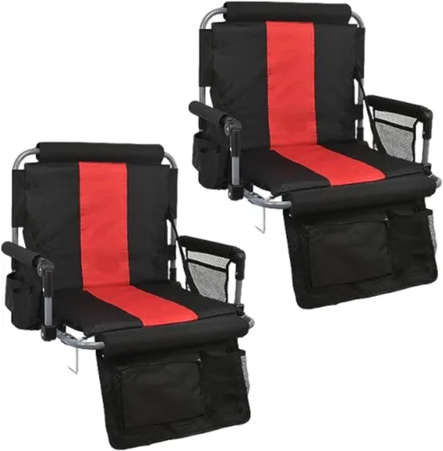 Miniatura 8 de Asientos portátiles para estadio con respaldo y reposabrazos, sillas plegables con respaldo y cojín grueso, silla deportiva acolchada ancha con Gris