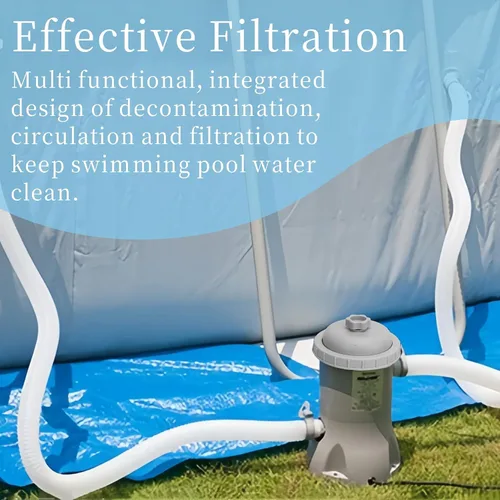 Miniatura 4 de Bomba de filtro de piscina, cartucho de 330 GPH Sistema de bomba de filtro de piscina con manguera y accesorios, bomba de piscina sobre el suelo