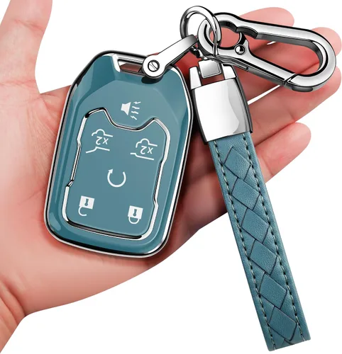 Miniatura 17 de para Chevrolet Funda para Llavero con Llavero Suave Protección Completa Funda para Llave Compatible con GMC Suburban Tahoe Silverado Terrain Yukon