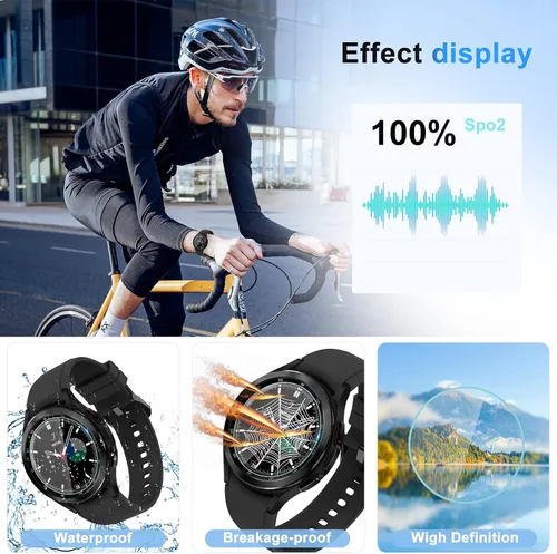 Miniatura 5 de Suoman Paquete de 4 protectores de pantalla de vidrio templado para Samsung Galaxy Watch 4 Classic de 1.81 pulgadas (1.811 in) para Galaxy Watch 4