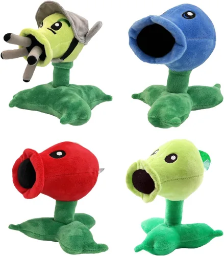 Dyharnsty 4 piezas Plantas vs Zombis - Juego de juguetes de peluche Peashooter, figuras blandas de Plantas vs Zombis, juguetes PVZ de Plantas 1 2 set