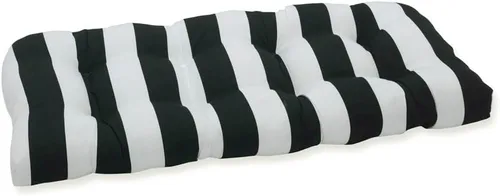 Pillow Perfect - Cojín capitoné, resistente a la intemperie y la decoloración, para sofá de mimbre/columpio de exterior, bordes redondos, 19 x 44