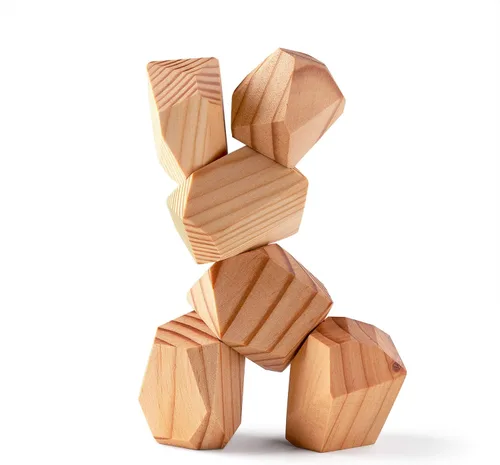 Rocas apilables de pino natural, bloques de madera grandes, juego de rompecabezas Montessori, juguetes para niños pequeños para aula, juego de