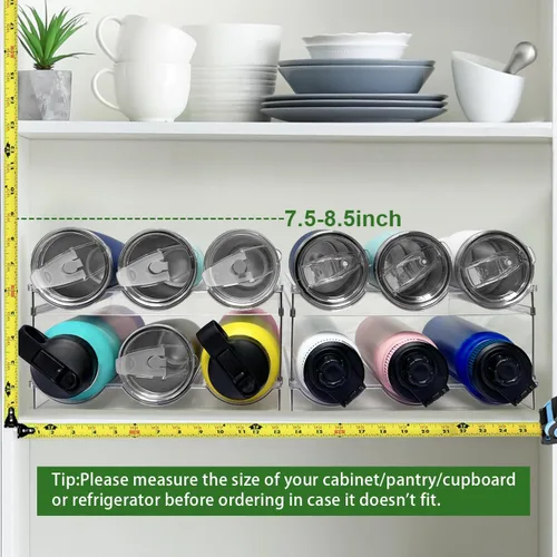 Miniatura 7 de Spaclear Paquete de 2 organizadores de botellas de agua, estante apilable de almacenamiento de despensa de cocina, soporte de botella de agua