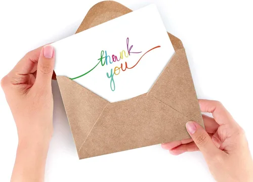 Miniatura 7 de Ohuhu 144 tarjetas de agradecimiento a granel con sobres, juego de notas de agradecimiento con elegantes 8 diseños de arcoíris coloridos, tarjeta