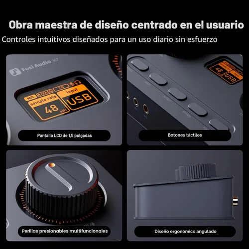 Miniatura 5 de Fosi Audio K7 DAC Amplificador de Auriculares, Convertidor de Audio Digital a Analógico USB C de Escritorio para Espacio de Trabajo y PC