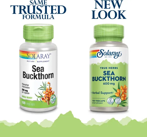 Miniatura 2 de SOLARAY Baya de espino cerval de mar, tapa vegetal (Btl-plástico) 600mg 100ct