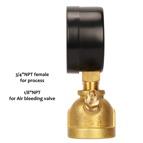 Miniatura 3 de MEASUREMAN 2" Ensamblaje de medidor de presión de gas de latón forjado, conexión FNPT de 3/4", 0-30psi, precisión +/-3-2-3%