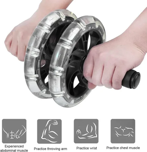 Miniatura 5 de HERCHR Rueda de rodillo para abdominales, kit de ruedas de ejercicio abdominal, barra de flexión, equipo de gimnasio en casa para hombres y mujeres