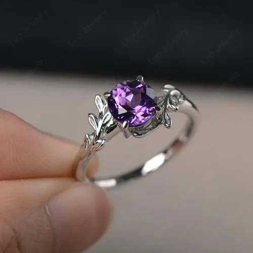 Miniatura 2 de LUO Anillo redondo de plata de ley 925 con piedra preciosa de 0.276 in para mujer