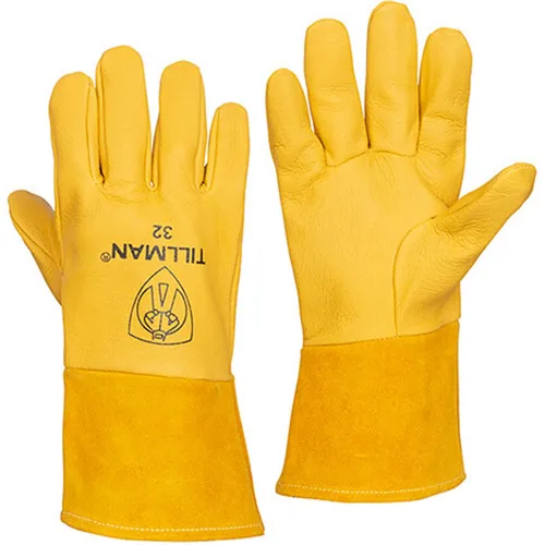 John Tillman and Co - Guantes de soldador MIG sin forro de piel de cerdo de grano superior de 14 pulgadas, medianos de 14 pulgadas, con puño de 4