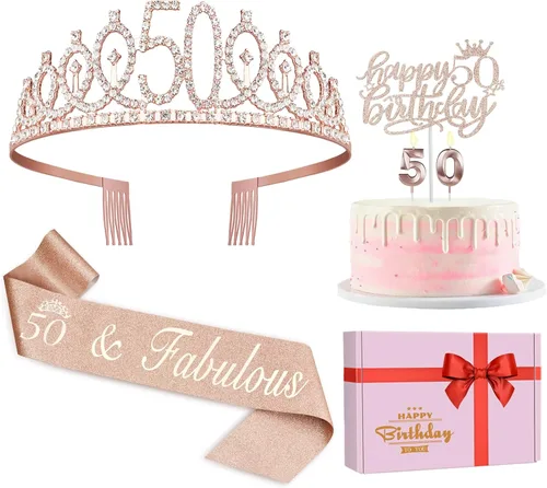 Miniatura 46 de Decoraciones de cumpleaños número 13 para niñas, incluyendo corona/tiara de cumpleaños 13, banda oficial para adolescentes y decoración de pastel