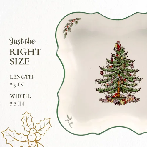 Miniatura 7 de Spode - Bandeja de árbol de Navidad Devonia - 8.5 pulgadas Ensaladera festiva en loza fina para ensalada, pasta, fruta - Vajilla de fiesta - Apto