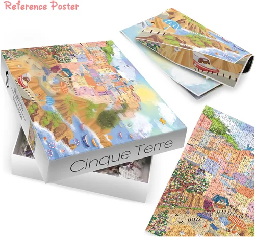 Miniatura 4 de Cinque Terre - Rompecabezas italiano para adultos, rompecabezas de Park City de 1000 piezas, rompecabezas de Florencia Italia para arte de pared