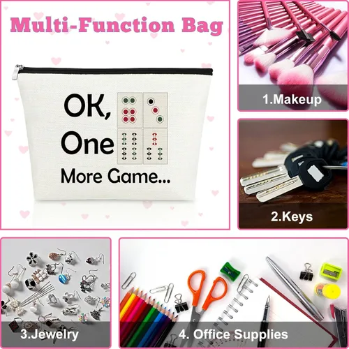 Miniatura 7 de Mxrymvu Bolsa de maquillaje Mahjong, 3 piezas, regalo para mujeres, bolsa de maquillaje, regalo para amiga, abuela, bolsa de cosméticos, regalo de 3