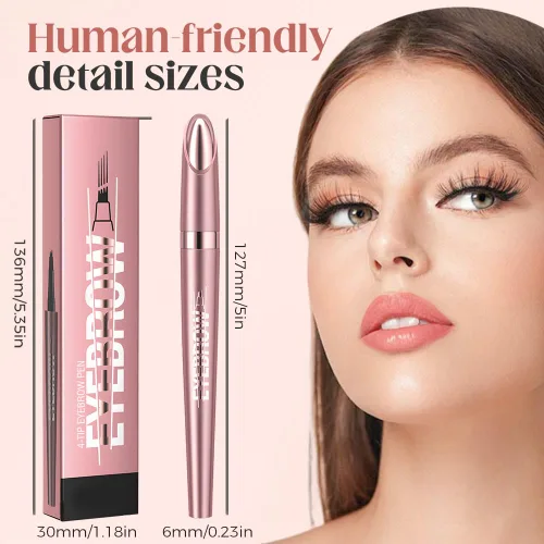 Miniatura 6 de Microblading - Lápiz de cejas 3D de 4 puntas, resistente al agua, de larga duración, con efecto de maquillaje natural para todo el día (negro)