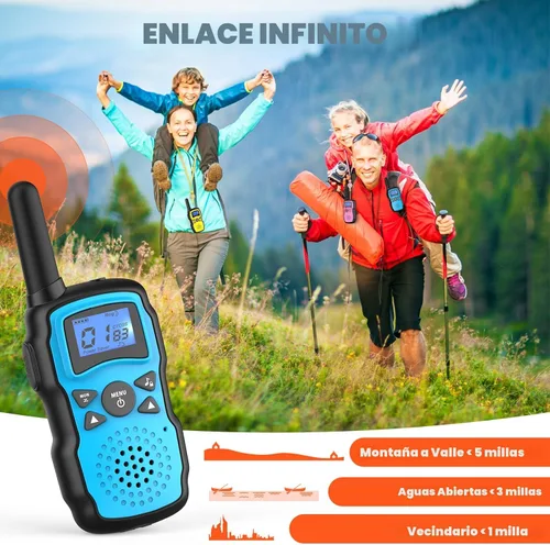 Miniatura 4 de Wishouse Walkie Talkies para niños, paquete de 4 unidades, walkie talkie familiar para adultos y niños de largo alcance, para acampar al aire libre