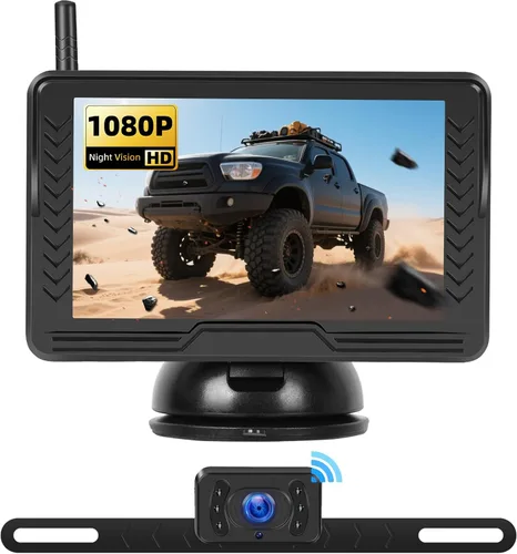 Cámara de respaldo inalámbrica para coche 5 pulgadas IPS Monitor de pantalla IP69 cámara inversa impermeable visión nocturna infrarroja