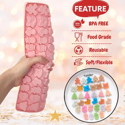 Miniatura 3 de 1 molde de silicona para chocolate de Navidad, hombre de jengibre, árbol de Navidad, Papá Noel, medias, muñeco de nieve y campana, moldes 3D