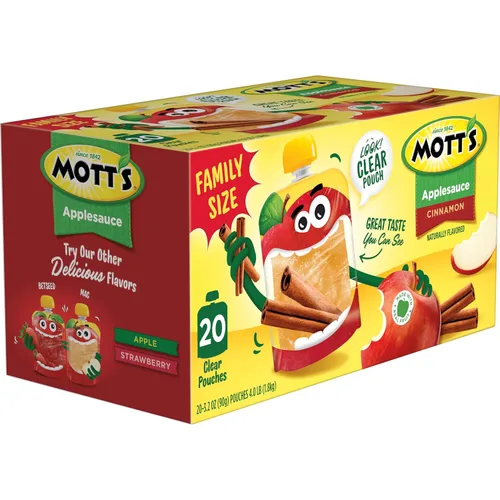 Miniatura 15 de Mott's Puré de manzana y canela, bolsas transparentes de 3.2 onzas, paquete de 20