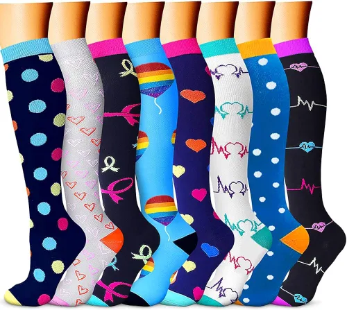QUXIANG Calcetines de compresión de cobre para mujeres y hombres de circulación 8 pares Lo mejor para correr y ciclismo atlético 15-20 mmHg Cobre