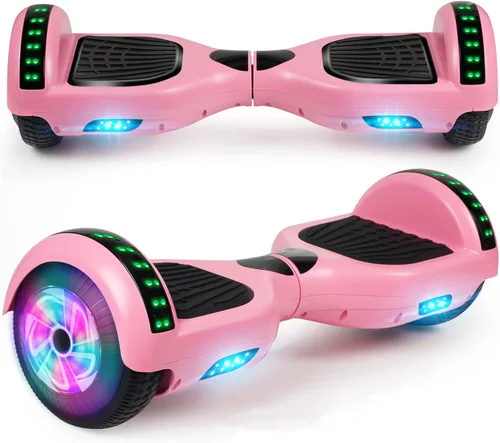 LIEAGLE Hoverboard - Patineta autoequilibrante de 16.5 cm, 6.5 pulgadas, con ruedas Bluetooth, luces LED, para niños y adultos A03-Rosa