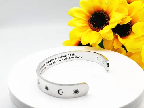 Miniatura 269 de Pulseras inspiradoras para mujer, joyería de acero inoxidable, con refranes, pulsera motivacional con mensaje oculto, pulseras grabadas para mejor