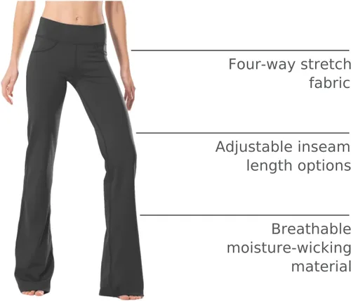 Miniatura 3 de Safort Pantalones de yoga con entrepierna de 28" 30" 32" 34"más amplios en la parte inferior para botas altas, 4 bolsillos, UPF50+