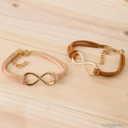 Miniatura 2 de Mopec - Pulseras de piel con símbolo del infinito (4 unidades), color marrón