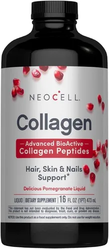 NeoCell Suplemento líquido de colágeno, piel, cabello, uñas y articulaciones, incluye concentrados de jugo de frutas y mezcla de té verde, granada,