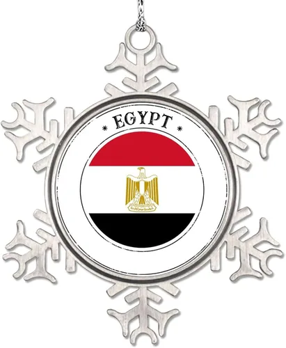 Adorno de copo de nieve con bandera de Egipto, adornos para árbol de Navidad, recuerdo de la ciudad del país, adornos de Navidad personalizados,