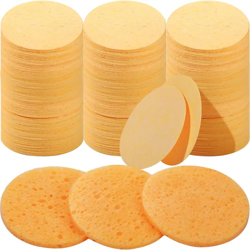 300 esponjas faciales comprimidas, esponjas faciales naturales para limpieza, almohadillas exfoliantes faciales desechables para esteticistas Naranja