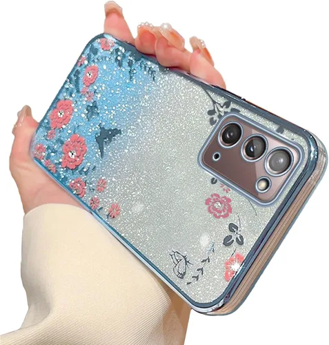 Miniatura 59 de Funda para Note 10, Galaxy Note 10 para mujer, cambio gradual con purpurina, cristal suave, TPU elegante, mariposa, floral, corazón, transparente