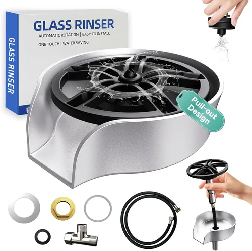 Miniatura 9 de Enjuagador de Vidrio para Fregadero de Cocina, Enjuagador de Vidrio de Alta Presión con Boquilla Giratoria de 360 Grados con Diseño de Pistola