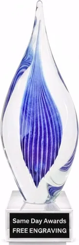 Miniatura 8 de Premio de Vidrio Artístico Soplado a Mano – Premio Elegante con Grabado Personalizado para Corporativo, Deportes, Jubilación, Reconocimiento