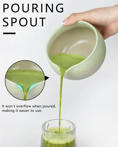 Miniatura 5 de Artcome Juego de herramientas Matcha: cuenco con boquilla de vertido, batidor, soporte para batidor, cuchara de té, colador matcha, cuchara de té