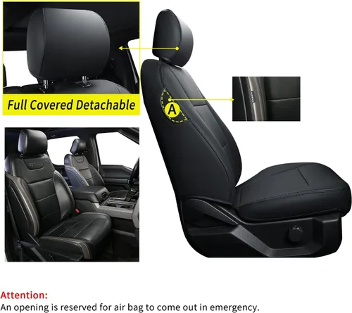 Miniatura 2 de Covertopia Fundas de asiento de piel sintética F150, ajuste personalizado para Ford F150 SuperCrew 2015-2024 2025 y 2017-2024 2025 F250 F350 F450