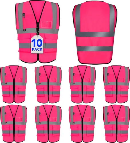 Miniatura 13 de XPCARE Chalecos de seguridad reflectantes para mujeres y hombres, chaleco de seguridad de alta visibilidad con bolsillos y cremallera frontal