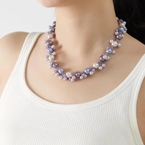 Miniatura 6 de Collar de perlas con cuentas, elegante gargantilla de perlas para mujer, joyería de moda, regalo de cumpleaños para mamá