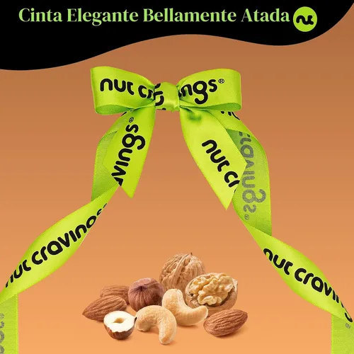 Miniatura 5 de NUT CRAVINGS - Cesta de regalo de nueces mixtas en bandeja de madera de diamante reutilizable + cinta verde (12 surtidos) golosinas para adultos