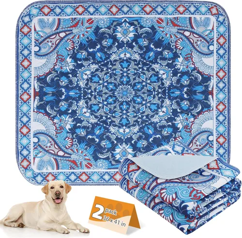 Miniatura 35 de KOOLTAIL Almohadillas lavables para orina de perros, paquete de 2 almohadillas de entrenamiento súper absorbentes reutilizables impermeables
