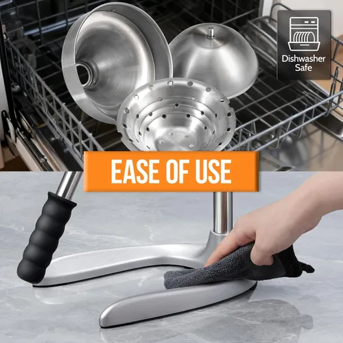 Miniatura 6 de Sopito Exprimidor manual, exprimidor de naranja sin esfuerzo, exprimidor de mano de acero inoxidable de seguridad profesional para cítricos, limón